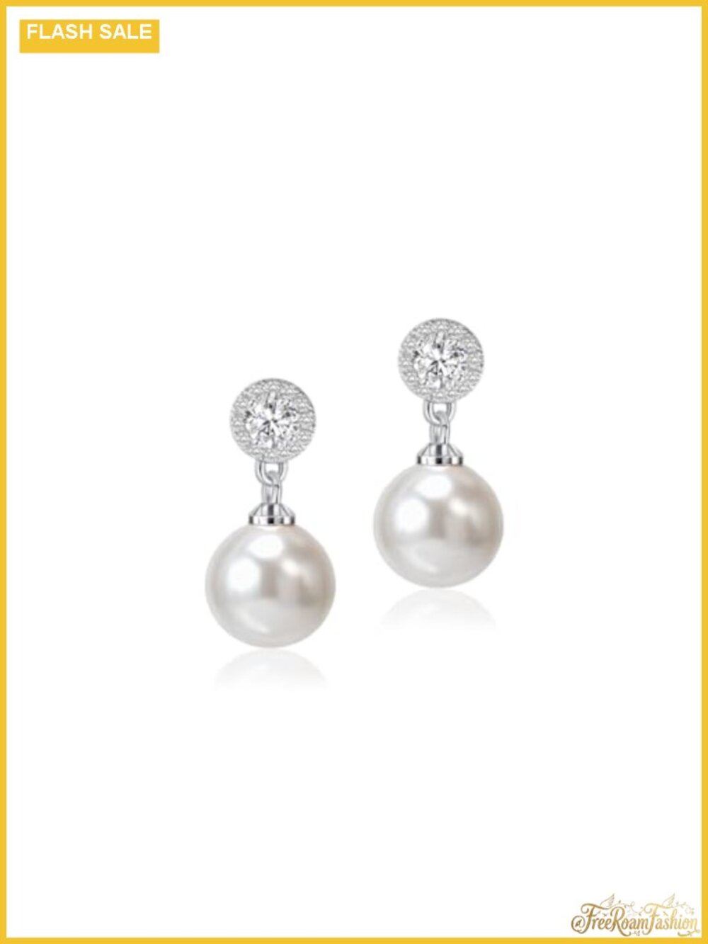 Cubic Zirconia Pearl Drop Earrings 925 Sterling Silver Post Wedding